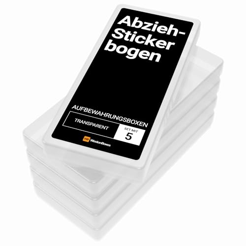 WestonBoxes - Kunststoff-Aufbewahrungsbox zum Abziehen von Aufklebern für Kunst, Basteln, Kartenherstellung und Scrapbooking (klar, 5er-Pack) von WestonBoxes