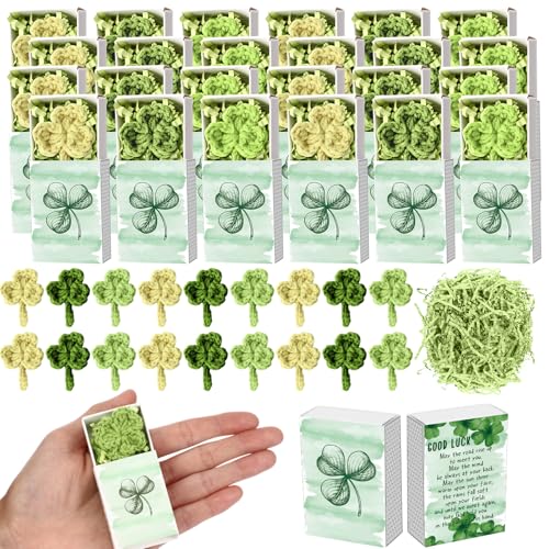 Wettarn 12 Sets St. Patrick's Day Geschenke, Großpackung, handgefertigt, gehäkelt, Kleeblatt, Glücksklee mit Grußbox, Irland-Thema, Geschenke, Dekoration, Ornamente für Party, Familie, Büro, Frauen, Wettarn 12 Sets St. Patrick's Day Geschenke, Großpackung, handgefertigt, gehäkelt, Kleeblatt, Glücksklee mit Grußbox, Irland-Thema, Geschenke, Dekoration, Ornamente für Party, Familie, Büro, Frauen, von Wettarn