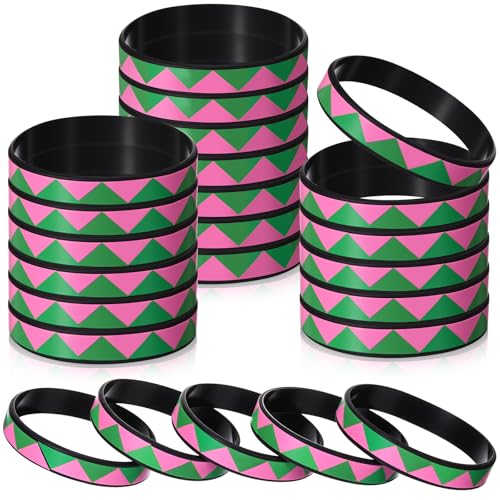 Wettarn 24 Stück rosa grüne Armbänder mit Hexen-Thema, Hexen-Partygeschenke, Freundschaftsarmbänder aus Silikon für Geburtstag, Theater, Musik, Film, Geschenkzubehör von Wettarn