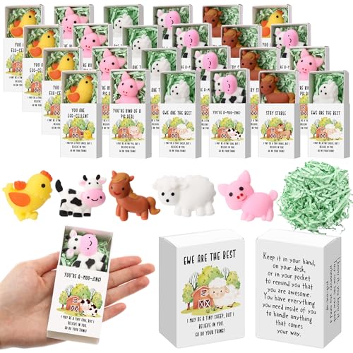 Wettarn 25 Sets Wertschätzung Bauernhoftiere niedliche Stress-Geschenke Bälle mit Unterstützung Geschenk-Boxen inspirierende Partygeschenke für Mitarbeiter, Kollegen, Freunde, Büro, positive Wettarn 25 Sets Wertschätzung Bauernhoftiere niedliche Stress-Geschenke Bälle mit Unterstützung Geschenk-Boxen inspirierende Partygeschenke für Mitarbeiter, Kollegen, Freunde, Büro, positive von Wettarn