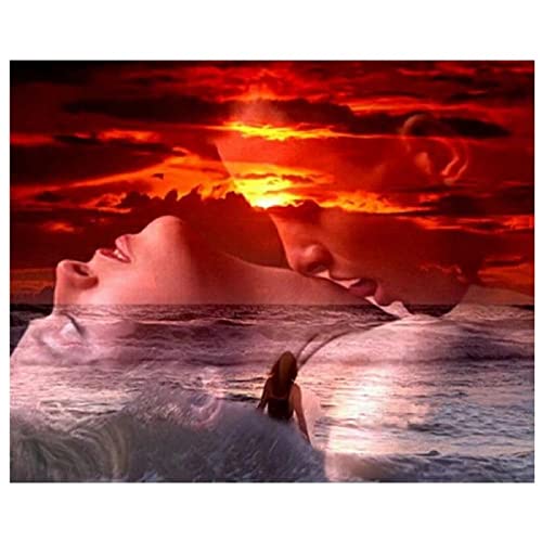 Diamond Painting,Diamant Painting Bilder Romantisches Paar mit Meerblick,5D Diamant Painting Groß,Diamond Painting Kinder,Diamant Painting Bilder Erwachsene,DIY Home Wall Dekor 50x65cm von Weweart