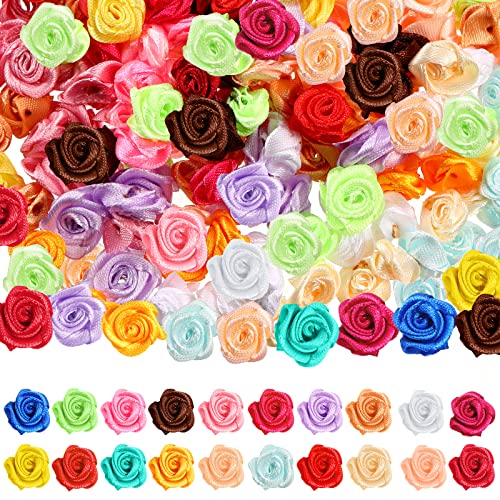 300 Stück Mini-Satinband-Rosen, mehrfarbig, kleine Stoffblumen zum Basteln, Basteln, Satin-Blume, niedliche kleine Rosen, Mini-Blumen-Verzierungen, Rosetten, Geschenkverpackung, Dekoration 300 Stück Mini-Satinband-Rosen, mehrfarbig, kleine Stoffblumen zum Basteln, Basteln, Satin-Blume, niedliche kleine Rosen, Mini-Blumen-Verzierungen, Rosetten, Geschenkverpackung, Dekoration von Weysat