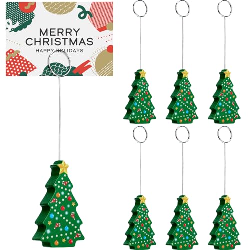 Weysat 12 Stück Tischkartenhalter für Weihnachtsbaum, Holz, Fotoballon, Tischkartenhalter, Weihnachtsbaum, Tischnummer, Foto, Bild, Schilder, Ständer für Weihnachten, Tischdekoration, Urlaub von Weysat