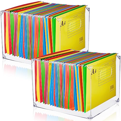 Weysat Transparente Acryl-Hängeregistraturbox mit Seitengriff, tragbare Aktenordnerbox, Schreibtischhalter für Brief/A4-Papier-Organizer, Aufbewahrung für Bürobedarf, 2 Stück Weysat Transparente Acryl-Hängeregistraturbox mit Seitengriff, tragbare Aktenordnerbox, Schreibtischhalter für Brief/A4-Papier-Organizer, Aufbewahrung für Bürobedarf, 2 Stück von Weysat