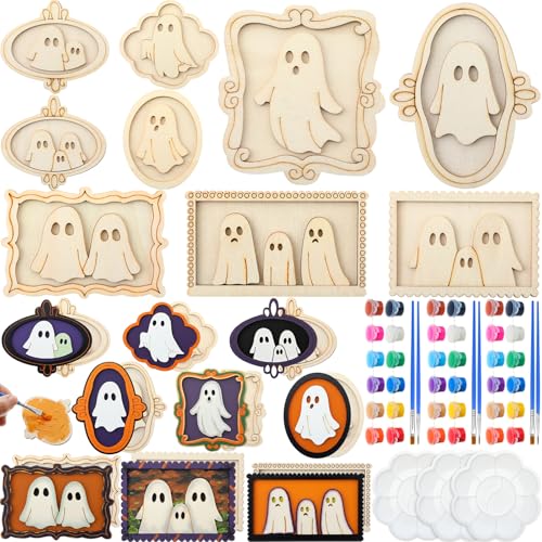 Weysat 27-teiliges Set unlackierte Holzgeister-Mini-Rahmen-Set, Holzgeisterrahmen zum Basteln mit Pinseln, Palette, blanko, Holzschilder, Ausschnitte für Halloween, Basteln, Geschenk, Kunst Weysat 27-teiliges Set unlackierte Holzgeister-Mini-Rahmen-Set, Holzgeisterrahmen zum Basteln mit Pinseln, Palette, blanko, Holzschilder, Ausschnitte für Halloween, Basteln, Geschenk, Kunst von Weysat