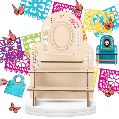 Weysat Dia De Los Muertos Altar Ofrenda Mini Holz Papel Picado Ofrenda Altar mit Bilderrahmen Tag der Toten Erinnerungsbedarf Dia De Los Muertos Dekorationen Weysat Dia De Los Muertos Altar Ofrenda Mini Holz Papel Picado Ofrenda Altar mit Bilderrahmen Tag der Toten Erinnerungsbedarf Dia De Los Muertos Dekorationen von Weysat