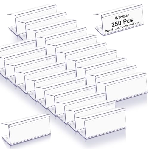 Weysat Etikettenhalter aus transparentem Kunststoff, 6,1 cm L x 2,5 cm H für Bücherregale, Holzregale, Schilder und Tickethalter, Clips an Regalen, 1,9 cm bis 2,5 cm dick, 250 Stück Weysat Etikettenhalter aus transparentem Kunststoff, 6,1 cm L x 2,5 cm H für Bücherregale, Holzregale, Schilder und Tickethalter, Clips an Regalen, 1,9 cm bis 2,5 cm dick, 250 Stück von Weysat