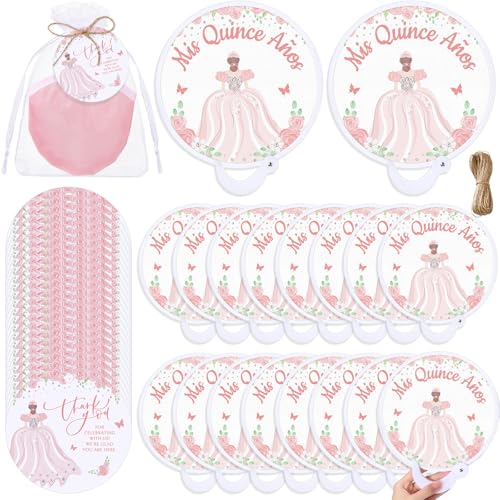 Weysat Quinceanera Partygeschenke für Gäste 2025 Mis Quitte, rund, faltbar, mit Kunststoffgriff, Dankeschön-Etiketten und Geschenktüte, Hand-Fans, süßes Geschenk für 15. Geburtstag, Party, Geschenke Weysat Quinceanera Partygeschenke für Gäste 2025 Mis Quitte, rund, faltbar, mit Kunststoffgriff, Dankeschön-Etiketten und Geschenktüte, Hand-Fans, süßes Geschenk für 15. Geburtstag, Party, Geschenke von Weysat