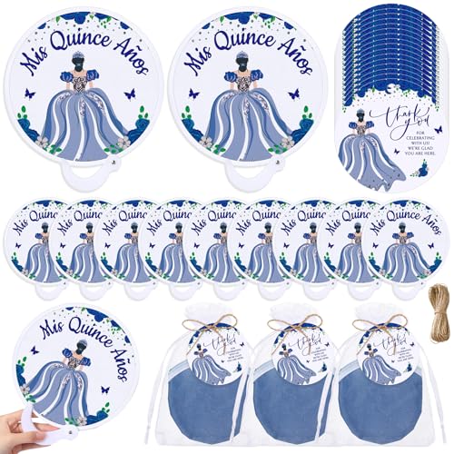 Weysat Quinceanera Partygeschenke für Gäste 2025 Mis Quitte, rund, faltbar, mit Kunststoffgriff, Dankeschön-Etiketten und Geschenktüte, Handfächer für süße 15-jährige Quinceanera-Geburtstagskinder von Weysat