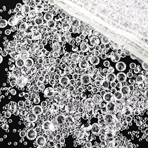 4000 Stück Streudeko Diamanten Deko Funkeln Transparente Acryl Kristalls mit Organzabeutel für Tischdeko Hochzeit Tisch Grußkarten DIY Kunst (3mm, 6mm, 10mm) (Transparent) von Weysoo