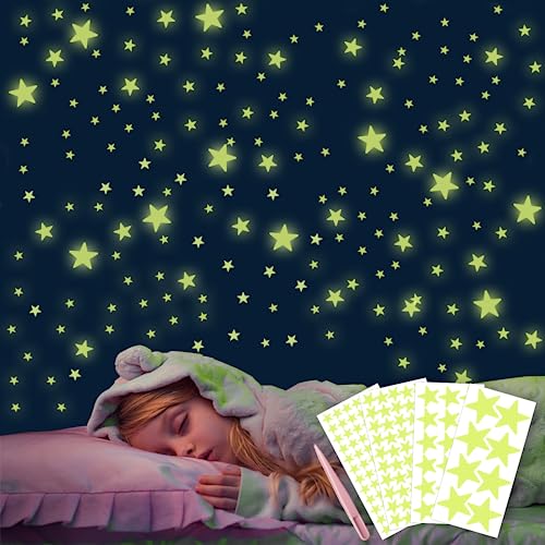 428 Stück Leuchtsterne Kinderzimmer, Leuchtsterne Selbstklebend Im Dunkeln Sterne Aufkleber, Glow In The Dark Leuchtsticker Wandsticker Mit Pinzette für Decke Wandtattoo Sternenhimmel Kinderzimmer von Weysoo