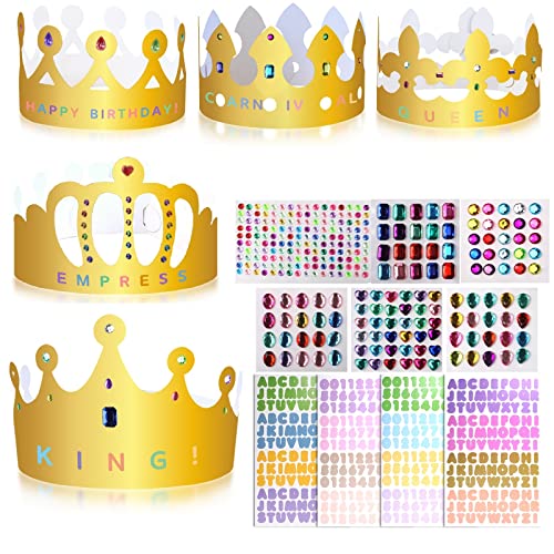 Weysoo Papier Krone Partyhüte, mit Selbstklebende Strasssticker & Alphanumerische Aufkleber, DIY Party Kronenhut Set für Prinzessin Königin Prinz Geburtstagsparty (5 Krone) Weysoo Papier Krone Partyhüte, mit Selbstklebende Strasssticker & Alphanumerische Aufkleber, DIY Party Kronenhut Set für Prinzessin Königin Prinz Geburtstagsparty (5 Krone) von Weysoo