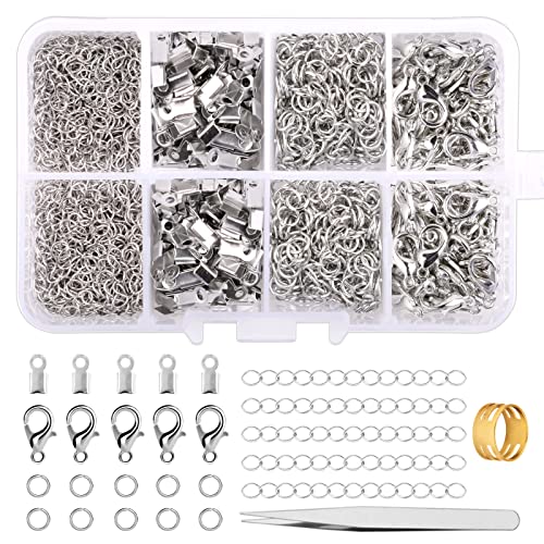 Kettenverschluss, 300 Stück Armband Verschluss Set, Biegeringe, Ketten Verschlüsse, Schmuckverschluss, Karabinerverschluss für Schmuckherstellung (Silver) Kettenverschluss, 300 Stück Armband Verschluss Set, Biegeringe, Ketten Verschlüsse, Schmuckverschluss, Karabinerverschluss für Schmuckherstellung (Silver) von Weysoo