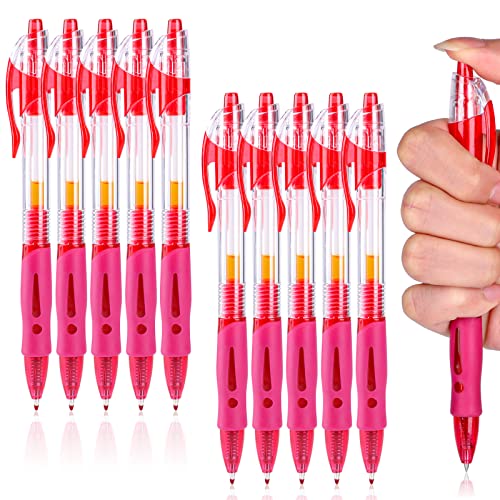 Weysoo 10 Stück Kugelschreiber, Glatt Gel Pens, Gelstifte Set, Einziehbare Gelschreiber, Schnell Trocknende Gel Kugelschreiber, Gelroller für Schreiben, Journaling, Schule, Geschäft (0.5mm,Rot) von Weysoo