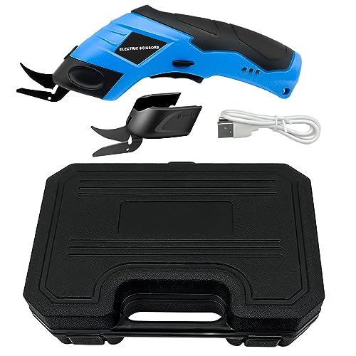 Kabellose Schere, Weytoll Elektrische Schere, kabelloser Schneider, elektrische Stoffschere, Box & 2 Stück Klingen, elektrische Stoffschneidemaschine, Pappe, Leder, Teppich, Kunststoff-Trimmer von Weytoll