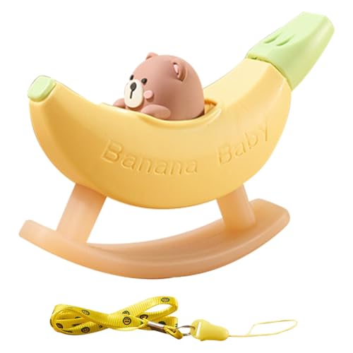 Wezalget Kinder-Sicherheitspfeife – Cartoon-Outdoor-Spielpfeife, Silikon-Trainingspfeife, Bananenbär, Hörnerpfeife mit Umhängeband, Spaß für Kinder, Camping, Wandern von Wezalget