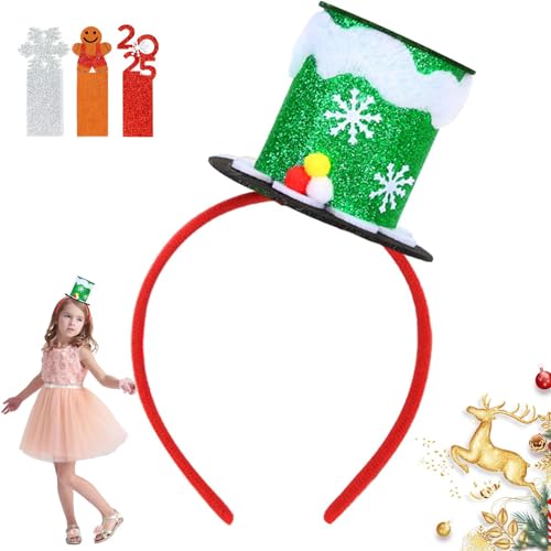 Wezalget Lustige Weihnachts-Stirnbänder, weich, rot, grün, silber, elastische Weihnachts-Kopfbedeckung, klassisch, bequem, Kinder-Stirnband für Weihnachten von Wezalget