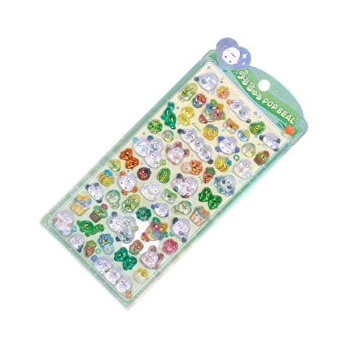 Wezalget Süße Sticker | 3D Glänzende Sticker - Harz Kristall Texture Niedliche Deko Für Kinder Erwachsene Kindergarten Lehrer Schüler Basteln von Wezalget