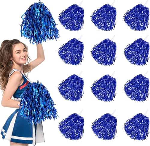 12 Stück Cheerleading Pompoms,Pom Pom Cheerleader,Blau Pom Poms aus Metallfolie,Cheerleader Bunte Pompons Handblume,Metallic Pompoms Cheerleading für Sportwettbewerb Tanzen Cheers Erwachsen 12 Stück Cheerleading Pompoms,Pom Pom Cheerleader,Blau Pom Poms aus Metallfolie,Cheerleader Bunte Pompons Handblume,Metallic Pompoms Cheerleading für Sportwettbewerb Tanzen Cheers Erwachsen von Wffeila