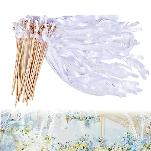 Wffeila Zauberstab für Hochzeit, 30 Stück, weiß, Band für Hochzeit, Feenstab, Feenstab, Zauberstab, Luftschlangen, Wunschstab für Party, Hochzeit, Geburtstag Wffeila Zauberstab für Hochzeit, 30 Stück, weiß, Band für Hochzeit, Feenstab, Feenstab, Zauberstab, Luftschlangen, Wunschstab für Party, Hochzeit, Geburtstag von Wffeila