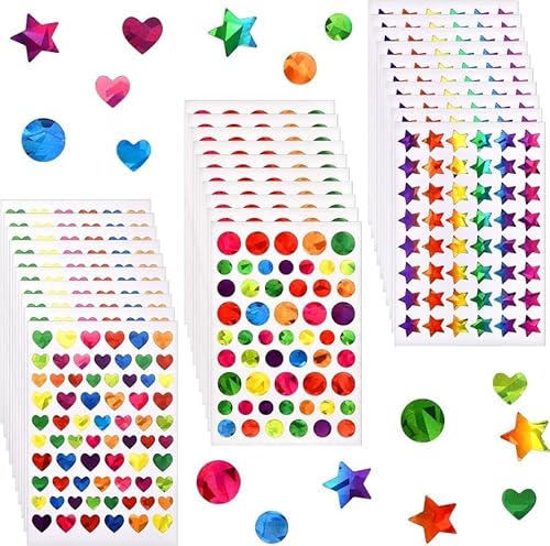 1710 Stück Selbstklebende Glitzer Aufkleber für Kinder - Herz, Sterne und Runde Sticker - DIY Handwerk, Scrapbooking Umschlagsiegel Dekoration für Valentinstag, Ostern, Hochzeit 1710 Stück Selbstklebende Glitzer Aufkleber für Kinder - Herz, Sterne und Runde Sticker - DIY Handwerk, Scrapbooking Umschlagsiegel Dekoration für Valentinstag, Ostern, Hochzeit von Wgewfhdf