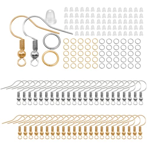 200-teiliges Ohrring-Haken-Set aus 925 Sterling Silber – Inklusive Silikon-Stopper für sicheren Halt – Perfekt zum Basteln von Ohrringen DIY-Schmuck von Wgewfhdf