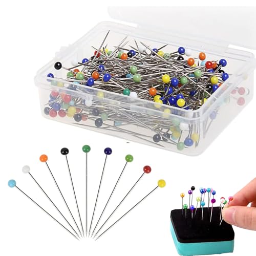 500 Stück Stecknadeln mit Kopf - 38 mm Bunte Glaskopfnadeln aus Edelstahl - Glaskopfstecknadeln für Stoff, Schmuck, Basteln und Nähprojekte 500 Stück Stecknadeln mit Kopf - 38 mm Bunte Glaskopfnadeln aus Edelstahl - Glaskopfstecknadeln für Stoff, Schmuck, Basteln und Nähprojekte von Wgewfhdf