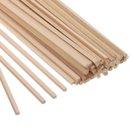 60 Stück quadratische Holzstäbchen – Unbearbeitete Dübelleisten (5 x 5 x 305 mm) – Ideal für Bastelprojekte, Kunst und Holzarbeiten – Perfekt für kreative DIY-Ideen und Modellbau von Wgewfhdf