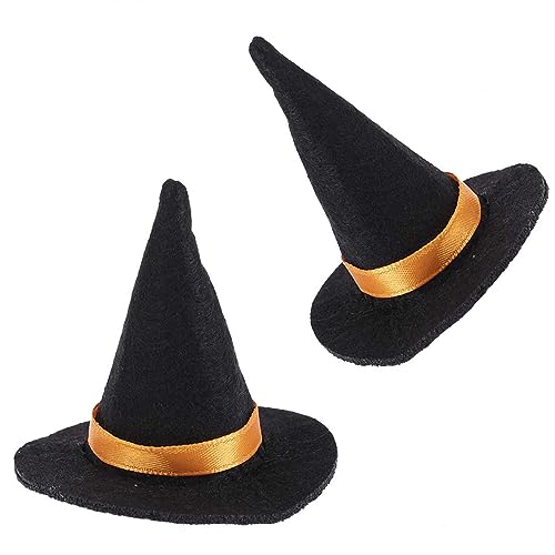 Wgudzpj Mini-Hexenhüte für Weinflaschen, Halloween, Filz, Hexenhüte mit Band, Party-Tischdekoration, 2 Stück Wgudzpj Mini-Hexenhüte für Weinflaschen, Halloween, Filz, Hexenhüte mit Band, Party-Tischdekoration, 2 Stück von Wgudzpj