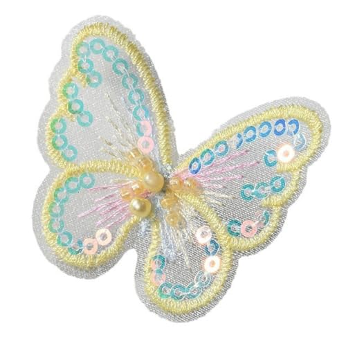 10 Stück Pailletten Schmetterling Perlen Patches 5,5cm,Nähen Patch Aufnäher,Schmetterlinge Deko,Applikationen für Kleidung Taschen Schal Hochzeitsschleier Kopfbedeckungen,Geschenkbox Dekoration,Gelb 10 Stück Pailletten Schmetterling Perlen Patches 5,5cm,Nähen Patch Aufnäher,Schmetterlinge Deko,Applikationen für Kleidung Taschen Schal Hochzeitsschleier Kopfbedeckungen,Geschenkbox Dekoration,Gelb von Whakano