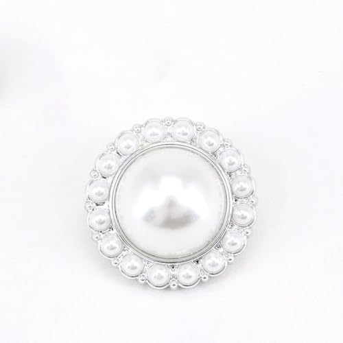 10 Stück Runde Acryl Knöpfe Perle,Dekorative Knöpfe mit Schaft,Knöpfe Zum Nähen,Bastelknöpfe,Kleidung Knöpfe,Buttons für DIY Nähen Mäntel,Anzug,Hemd,Geschenkbox-Dekor,Blumenstrauß,Perlsilber,18mm von Whakano