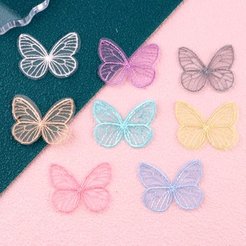 10 Stück Spitze Schmetterling Applique Patches 4cm x 3,5cm,Stickerei Applikation Flicken zum Aufnähen,für DIY Kleidung Schal Hochzeitsschleier Kopfbedeckungen,Taschen Dekoration,Gemischte Farben von Whakano