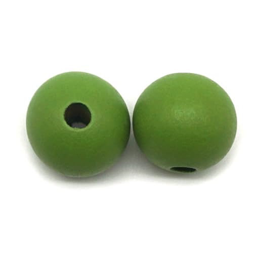 100 Stück Natürliche Runde Bunte Holzperlen set,Holzperlen Natur für Makramee,Groß Holzkugeln mit loch,Holzperlen zum Auffädeln,für DIY Armbänder Schmuck Schlüsselanhänger Deko,Olivgrün G,20mm von Whakano