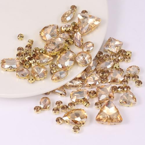 130 Stück Strasssteine zum Aufnähen,Mix Form Strasssteine,Strass Kristalle Glitzersteine Handgenähtes Strasssteine Zubehör für DIY-Kleidung Handwerk Ohrring Tasche Hochzeit Dekoration,Champagner 130 Stück Strasssteine zum Aufnähen,Mix Form Strasssteine,Strass Kristalle Glitzersteine Handgenähtes Strasssteine Zubehör für DIY-Kleidung Handwerk Ohrring Tasche Hochzeit Dekoration,Champagner von Whakano