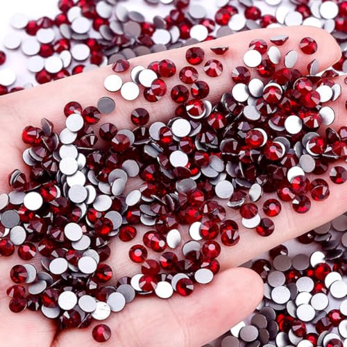 1440 Stück Glitzersteine Selbstklebend,Flatback Strasssteine,Strass Glitzersteine Nägel,Glitzer Basteln Diamanten für Gesichts-Make-Up Fingernagel Dekorationen Und Urlaubszubehör,4,6-4,8mm,Tiefrot von Whakano