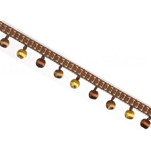 1m Fransenborte 3,5cm,Spitzenband mit Perlen Quaste,Quastenborte zum Basteln Fringe Trim Zierband Fransenbesatz,Band für DIY Nähen Basteln Kleidung,Vorhänge,Tisch Dekoration,Dunkelkaffee B von Whakano