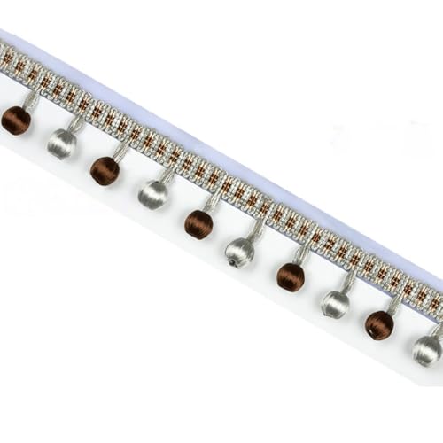 1m Fransenborte 3,5cm,Spitzenband mit Perlen Quaste,Quastenborte zum Basteln Fringe Trim Zierband Fransenbesatz,Band für DIY Nähen Basteln Kleidung,Vorhänge,Tisch Dekoration,Grau A von Whakano
