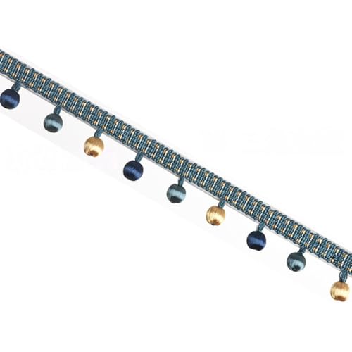 1m Fransenborte 3,5cm,Spitzenband mit Perlen Quaste,Quastenborte zum Basteln Fringe Trim Zierband Fransenbesatz,Band für DIY Nähen Basteln Kleidung,Vorhänge,Tisch Dekoration,Königsblau B von Whakano