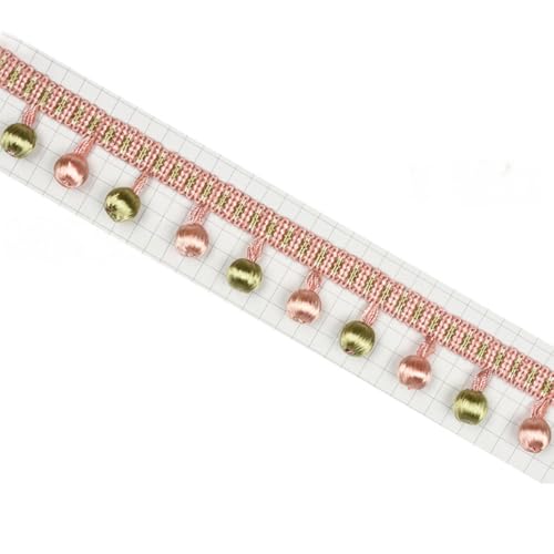 1m Fransenborte 3,5cm,Spitzenband mit Perlen Quaste,Quastenborte zum Basteln Fringe Trim Zierband Fransenbesatz,Band für DIY Nähen Basteln Kleidung,Vorhänge,Tisch Dekoration,Rosa A von Whakano