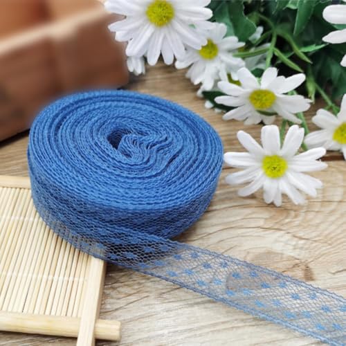 2 Rollen 30m Hohl Gepunktetes Spitzenband,Polyester Spitzenbesatz 1,5cm Breit,Geschenkband,Dekoband Zierband Spitzenborte,für Nähen Handwerk,DIY Kleidung,Blumensträuße Dekor,Königsblau 2 Rollen 30m Hohl Gepunktetes Spitzenband,Polyester Spitzenbesatz 1,5cm Breit,Geschenkband,Dekoband Zierband Spitzenborte,für Nähen Handwerk,DIY Kleidung,Blumensträuße Dekor,Königsblau von Whakano