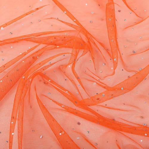2 Yards Glänzender Glitzer Tüll Stoff,Meterware,150 cm Breit,mit kleine Pailletten Dekostoff Tüll Rolle,zum Nähen Basteln Dekorieren,DIY Handwerken,Vorhänge Bühne Kostüm Kleid Bekleidung,Orange 2 Yards Glänzender Glitzer Tüll Stoff,Meterware,150 cm Breit,mit kleine Pailletten Dekostoff Tüll Rolle,zum Nähen Basteln Dekorieren,DIY Handwerken,Vorhänge Bühne Kostüm Kleid Bekleidung,Orange von Whakano