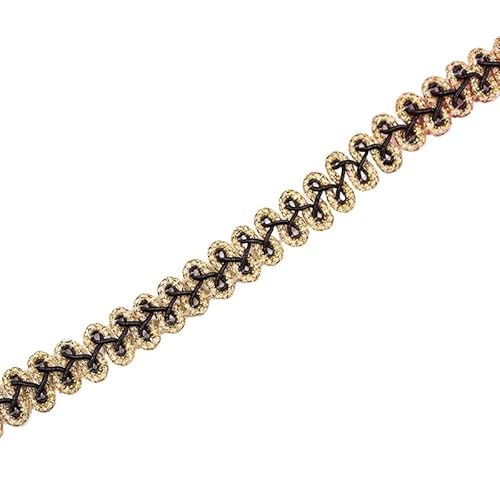 20 Meter Geflochtene Spitzenband 1,2cm Breite,Braid Trim Posamentenborte Spitzenbesatz Zierband,Spitzen Borten Bänder zum DIY Nähen Handwerk,Tischdeko,Kleidung,Vorhang,Geschenkband,Gold Schwarz 20 Meter Geflochtene Spitzenband 1,2cm Breite,Braid Trim Posamentenborte Spitzenbesatz Zierband,Spitzen Borten Bänder zum DIY Nähen Handwerk,Tischdeko,Kleidung,Vorhang,Geschenkband,Gold Schwarz von Whakano