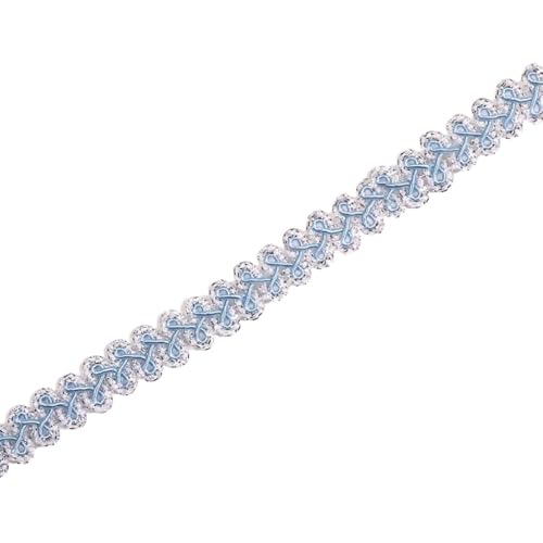 20 Meter Geflochtene Spitzenband 1,2cm Breite,Braid Trim Posamentenborte Spitzenbesatz Zierband,Spitzen Borten Bänder zum DIY Nähen Handwerk,Tischdeko,Kleidung,Vorhang,Geschenkband,Silber Hellblau von Whakano