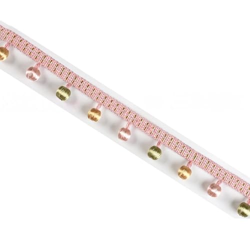 2m Fransenborte 3,5cm,Spitzenband mit Perlen Quaste,Quastenborte zum Basteln Fringe Trim Zierband Fransenbesatz,Band für DIY Nähen Basteln Kleidung,Vorhänge,Tisch Dekoration,Rosa B von Whakano