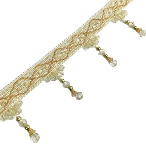 2m Fransenborte mit Perlen 7cm Breite Meterware,Quastenborte zum Basteln Trim Borte Fringe Spitzenband Zierband Dekoborte,Band für DIY Nähen Basteln Kleidung,Vorhänge,Schal Dekoration,Champagner 2m Fransenborte mit Perlen 7cm Breite Meterware,Quastenborte zum Basteln Trim Borte Fringe Spitzenband Zierband Dekoborte,Band für DIY Nähen Basteln Kleidung,Vorhänge,Schal Dekoration,Champagner von Whakano