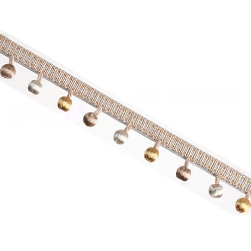 3m Fransenborte 3,5cm,Spitzenband mit Perlen Quaste,Quastenborte zum Basteln Fringe Trim Zierband Fransenbesatz,Band für DIY Nähen Basteln Kleidung,Vorhänge,Tisch Dekoration,Beige B von Whakano