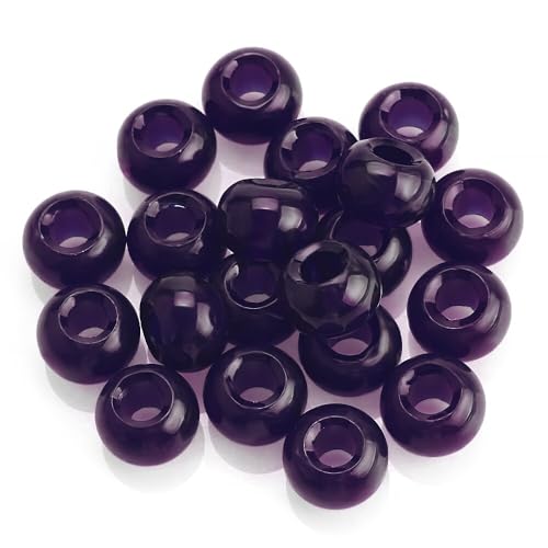 40 Stück Großes Glasperlen zum Basteln,9x14MM,Runde Lose Perlen mit 6mm Loch,Perlen zum Auffädeln,Bastelperlen für DIY Handwerk Dekor,Schmuck Armbänder,Halsketten Ohrringe Schlüsselanhänger,Violett von Whakano