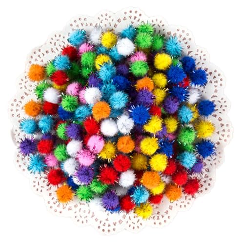 Whakano 600 Stück Glitzer Pompons zum Basteln,Bunt Mini Pompons,Mini Pom Poms für Handwerk Herstellung,Bunte Pompons für Partydekor,Ostern,Kleidung,DIY Kreativen Handwerk Dekor,1,5 cm von Whakano