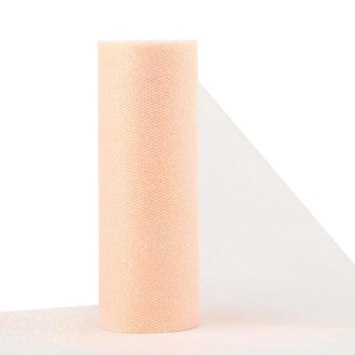 Glitzern Tüll Stoff Rollen Tüllband 15 cm x 25 Yards,Netzband Dekoband,Band für DIY Basteln,Blumen Geschenkverpackung,Tischdeko,Geburtstag,Hochzeit,Party Deko,Schleife,Rosa Orange von Whakano