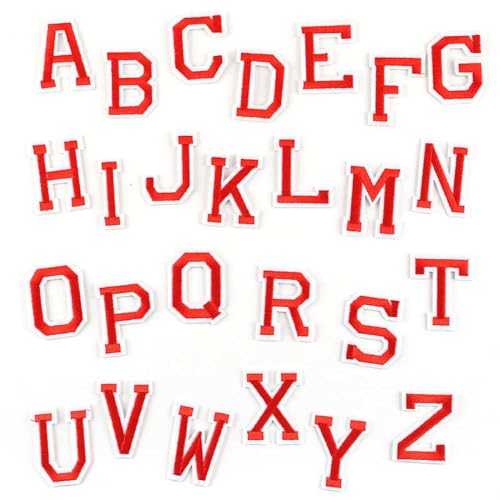 Großbuchstaben Alphabet A-Z Patches,Stickerei Patches,Buchstaben Aufnäher Zum Aufbügeln,für Rucksäcke,Hüte,Schuhe,Jeans,Kostümzubehör,Handy-Hüllen,Basteln Dekoration,Rot mit Weiß-Rand Alphabet Großbuchstaben Alphabet A-Z Patches,Stickerei Patches,Buchstaben Aufnäher Zum Aufbügeln,für Rucksäcke,Hüte,Schuhe,Jeans,Kostümzubehör,Handy-Hüllen,Basteln Dekoration,Rot mit Weiß-Rand Alphabet von Whakano